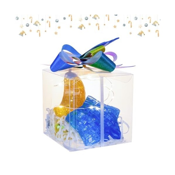 Puzzle 3D en cristal, lune et étoile pour adultes avec LED et coffrets cadeaux pour Noël, anniversaire, mariage, Nouvel An