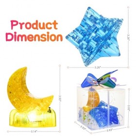 Puzzle 3D en cristal, lune et étoile pour adultes avec LED et coffrets cadeaux pour Noël, anniversaire, mariage, Nouvel An