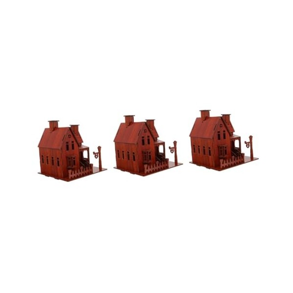 Totority 3 Pcs 3D Maison Puzzle en Bois Puzzle Jouet Bricolage Puzzle Modèle Enfants Puzzles Jouets pour Enfants Maison Puzzl