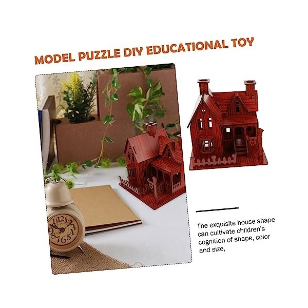 Totority 3 Pcs 3D Maison Puzzle en Bois Puzzle Jouet Bricolage Puzzle Modèle Enfants Puzzles Jouets pour Enfants Maison Puzzl