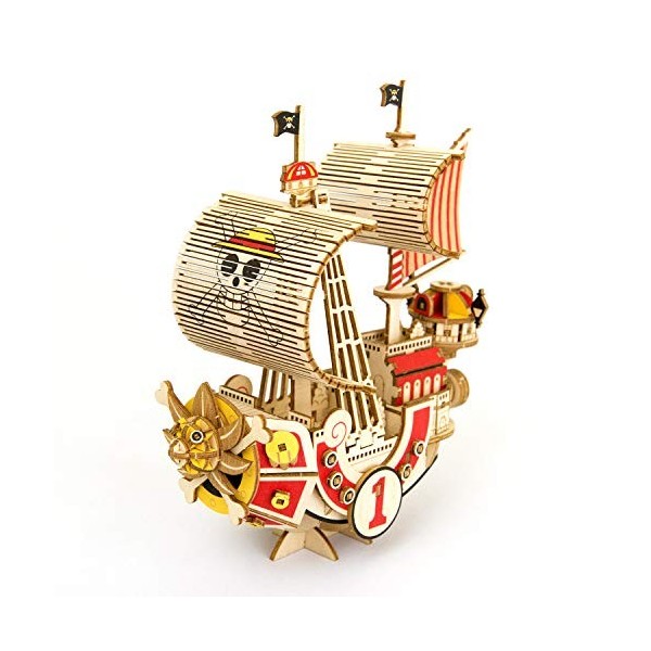 ki-gu-mi One Piece Thousand Sunny Ship Model – One Piece Model Kit Series – Puzzle 3D miniature japonais en bois pour adultes