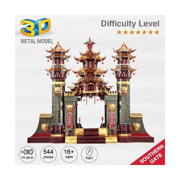 Puzzle 3D Piececool, Nantianmen Southern Gate of Heaven, métal, 544 pièces