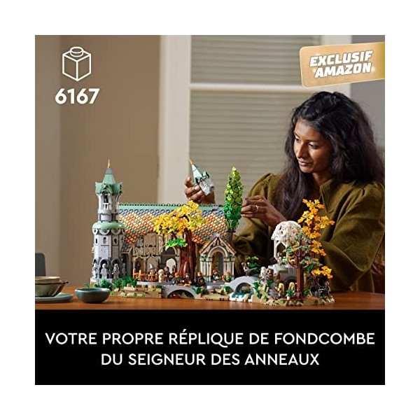 LEGO 10316 Icons Le Seigneur des Anneaux : Fondcombe, Construisez la Vallée de la Terre du Milieu, Grand Set Immersif avec 15