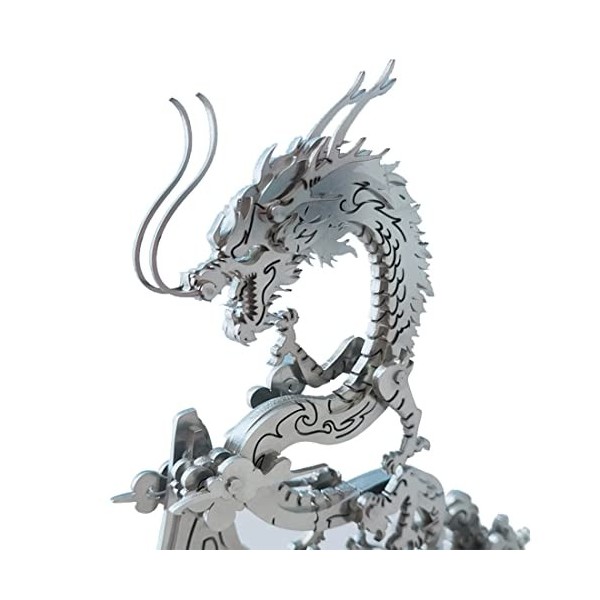 Spicyfy Puzzle 3D en métal - Animaux - 2 heures - Montage DIY - Bête - Dragon bleu azur - Mecrob 3D - Modèle Steampunk - Kit 
