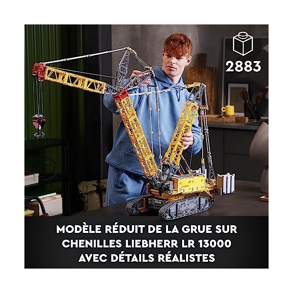 LEGO 42146 Technic La Grue sur Chenilles Liebherr LR 13000, Kit de Construction, Engin de Chantier Télécommandé avec lApplic