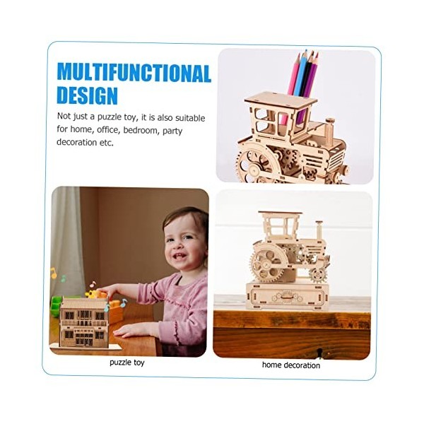 Totority 2 Ensembles De Puzzles De Boîte À Musique en Bois Modèles De Jouets pour Enfants Jouets Vintage Simulation Moissonne