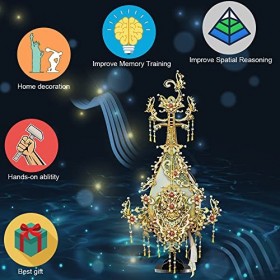 Piececool Pipa Casse-tête en métal 3D – Instruments de musique anciens chinois – Kit de modélisme 3D en métal à construire po