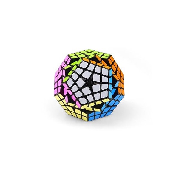 Megaminx Speed Cube Black Sticker Magic Cube 3D Puzzle,6×6