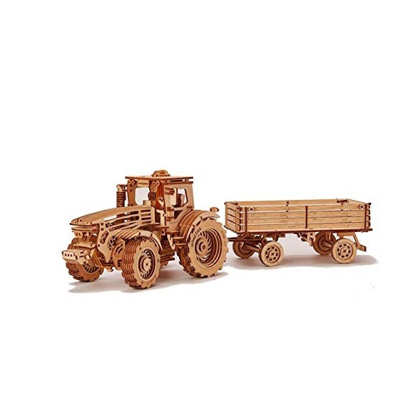 Wood Trick - Remorque pour Tracteur - Puzzle en Bois 3D - Modèle en Bois à Construire - Casse tete adulte et adolescent - Ass