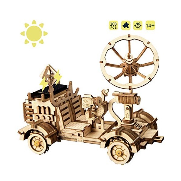 ROKR STEM Solaire Jouet Éducatif Jouet Bricolage Kits De Construction Laser Découper en Bois Puzzle pour Enfants, Ados et Adu