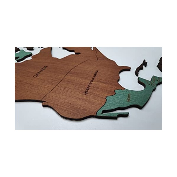 Grande carte murale en bois du monde - 3 tailles - Créez votre propre schéma de couleurs de la carte.