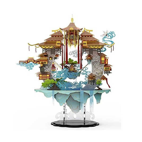 Microworld Puzzles 3D en métal, Kits darchitecture Traditionnelle Chinoise, Casse-tête Ornements de Bricolage Défi Difficile