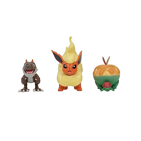 PoKéMoN PKW3047 – Battle Figure Set – Pantoufles, balgoras, flamara, figurines officielles