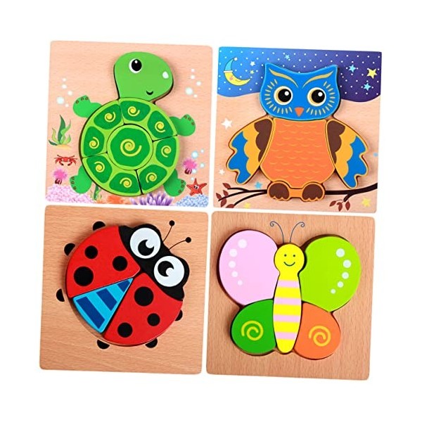 Totority 12 Ensembles De Puzzles en Bois pour Enfants Blocs De Bambou pour Garçons Animaux