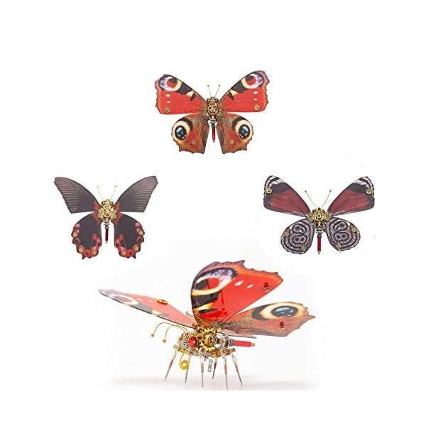 CIAMI Puzzle 3 en 1 3D en métal Motif papillon avec 3 ailes, Kit de construction mécanique Steampunk en métal pour enfants et