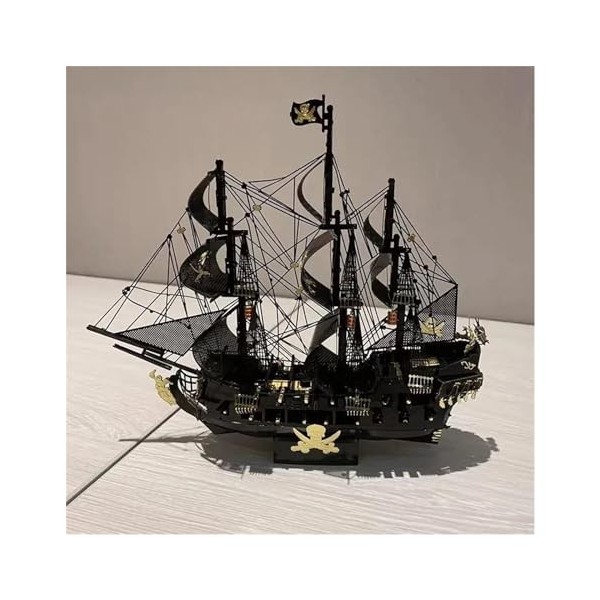 RIBONI Kit De Voile Puzzle en Métal pour Mini Modèle De Bateau Pirate À Perles Noires, Cadeau pour Adulte, Modèle Dassemblag