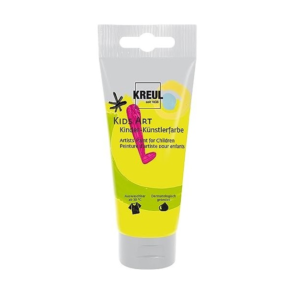 C. Kreul GmbH- KREUL 43319-Kids Art Bricolage pour Enfants, Scolaire à Base deau, Jaune Fluorescent 75 ML, Peinture dartist