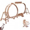 Wood Trick Roller Coaster 3D Wooden Puzzles for Adults and Kids to Build - Remote Control - 38 x 16.5 in - Dinosaurs Theme - 