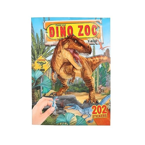 Depesche 12752 Album Create Your Dino Zoo, Cahier Motifs de Dinosaures sympas et 191 Autocollants, env. 22 x 30 x 0,5 cm