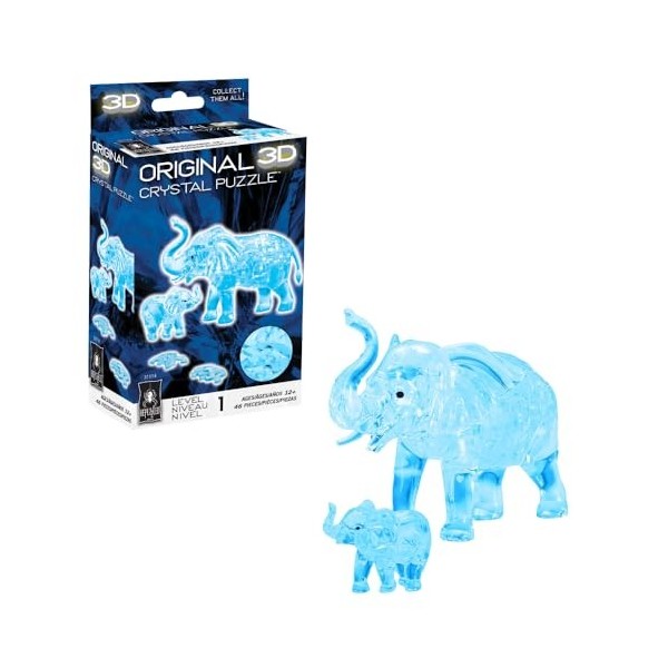BePuzzled Puzzle original en cristal 3D éléphant et bébé, à partir de 12 ans