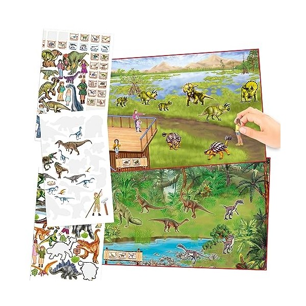 Depesche 12752 Album Create Your Dino Zoo, Cahier Motifs de Dinosaures sympas et 191 Autocollants, env. 22 x 30 x 0,5 cm