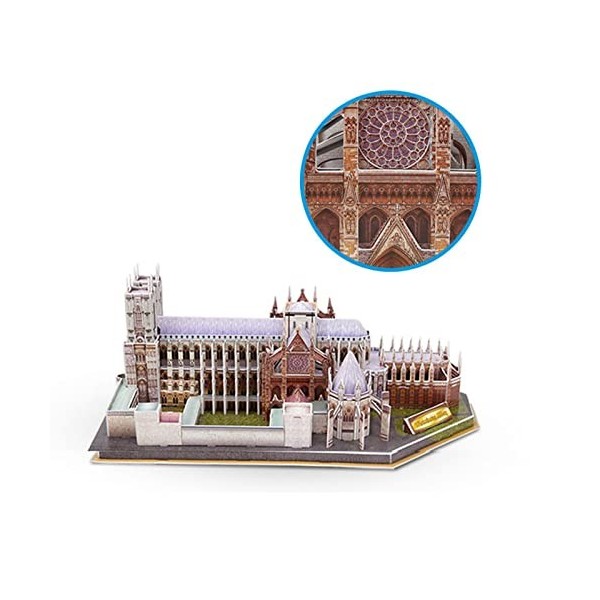Westminster Abbey 3D Puzzle Building Model with Lights, Toy Collection Gift, 15,4 × 9,1 × 6,1 Pouces