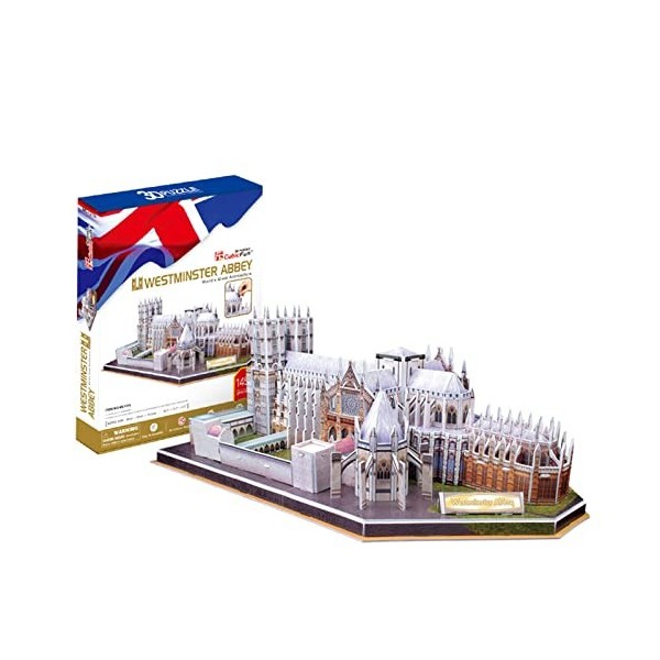 2022 Westminster Abbey 3D Paper Puzzle Modèle Cadeaux pour Adultes, 15,4 Pouces × 9,1 Pouces × 6,1 Pouces