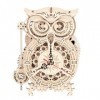 RoWood Puzzles 3D pour adultes, horloge en bois en forme de hibou, kit de modèle mécanique, cadeau pour adultes et adolescent