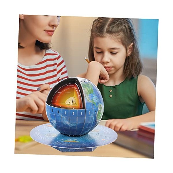 Abaodam 4 Ensembles Puzzle Terre 3D Métiers De lespace Casse-tête Globe 3D en Bois Cadeaux Roses Jouets pour Fille Casse-têt