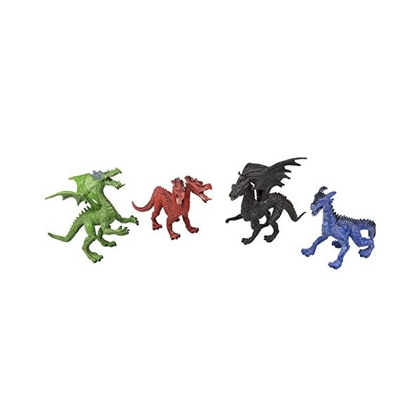 Idena 40090 - Jeu de figurines avec 4 dragons, en plastique, dune hauteur denviron 16 cm chacun, amusant pour la baignoire,