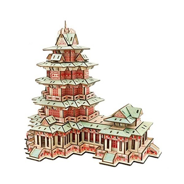 LZQPEARL Bâtiment en Bois 3D Modèle JOTE Jigsaw Puzzle Kit de Construction en Bois en Bois Chinoise Tour Ancienne Tour