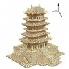 LZQPEARL Bâtiment en Bois 3D Modèle JOTE Jigsaw Puzzle Kit de Construction en Bois Wood Chinoise Ancienne Tour 306 PCS 