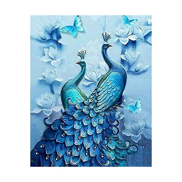 Yingxin34 Puzzles pour Adultes Puzzles 3000 pièces pour Adultes Adultes Ados Deux paons Bleus Puzzle 3000 pièces