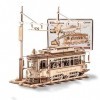 ROKR Casse-tête 3D en bois modèle de voiture pour adultes à construire – Jeu de tramway en bois avec chemin de fer – Puzzles 