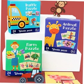 Totority 4 Ensembles De Puzzles Cognitifs DÉveil Jouets Cognitifs Puzzles De Fleurs Coffret De Jeu pour Enfants De 4 À 8 Ans