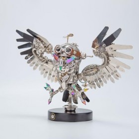 Puzzle 3D Metal Hibou, LED 3D Métal Puzzle Maquette Owl Steampunk Chouettes Modélisme pour Adultes Adolescents à Construire, 