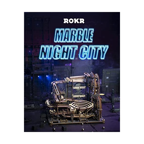 ROKR Puzzles 3D en bois pour adultes - Kit de construction de modélisme en marbre LGA01 Marble Night City 