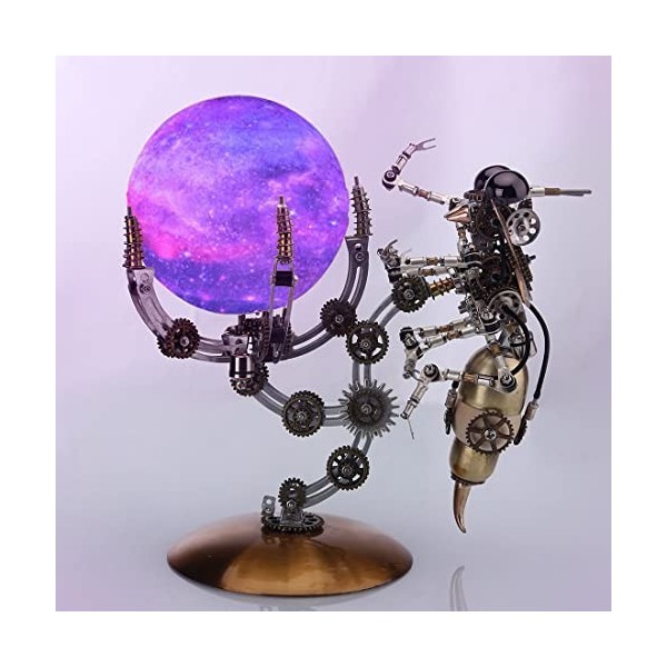 PLAYOU Abeille Puzzle 3D en Métal, DIY Maquette Guêpe Jouets avec Lampe et Support, 3D Métal Modèle Kits Puzzles, Jouet de Co