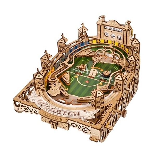 UGEARS Harry Potter Quidditch Flipper en Bois - Maquette en Bois à Construire - Puzzle 3D Bois - Jeu de Flipper Bois mécaniqu