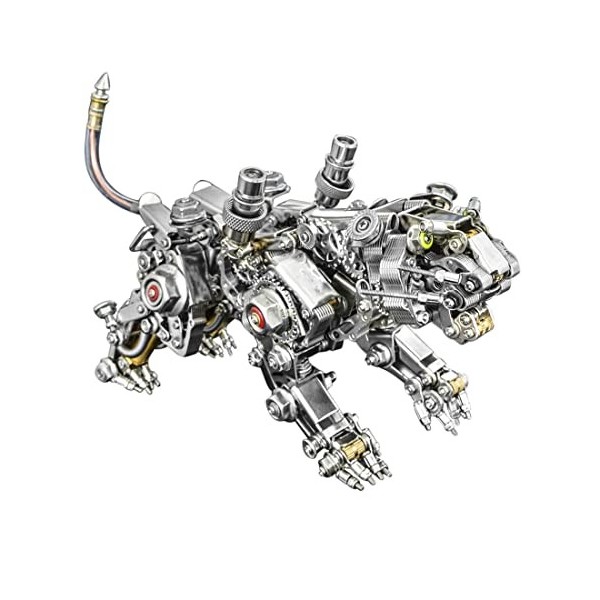 MameG Puzzle 3D en Metal Mécanique Smilodon Maquette avec Outils, 650 Pièces DIY Steampunk Tigre 3D Metal Model Kit Métalliqu