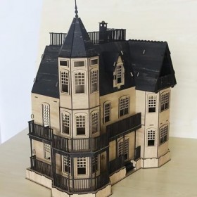 Puzzle en bois 3D Maison Vintage DIY 3 mm MDF Maison enchantée Puzzle Coloré 