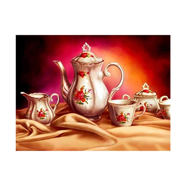 Puzzle Bois Adulte Tea set,5000 Matériaux Recyclés de Haute Qualité et Impression de Haute Définition Puzzle 3D Décor À La Ma