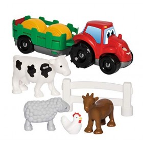 Jouets Ecoiffier -3348 - Coffret voiture + animaux de la ferme Abrick – Jeu de construction pour enfants – Dès 18 mois – Fabr