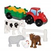 Jouets Ecoiffier -3348 - Coffret voiture + animaux de la ferme Abrick – Jeu de construction pour enfants – Dès 18 mois – Fabr