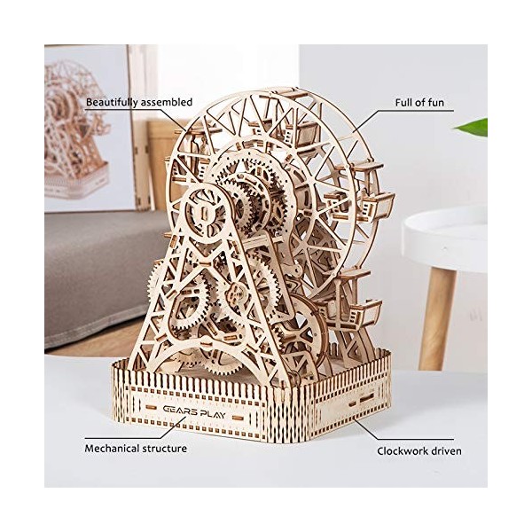 Leic 3D en Bois Grande Roue modèle 430 pièces 3D mécanique Assemblage Manuel Puzzle modèle découpe Laser Jouet créatif Cadeau