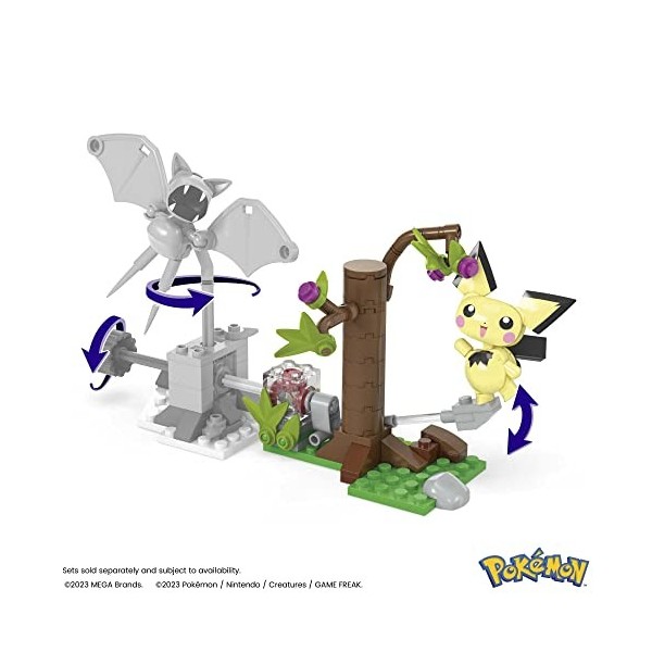 MEGA Pokémon Coffret Construction La Cueillette De Pichu avec 1 Figurine Articulée Pichu, Personnage en Mouvement, 84 Pièces,