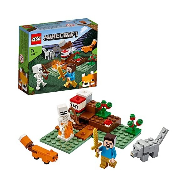 LEGO 21162 Minecraft Aventures dans la taïga - Inclut un squelette, un loup, un renard et le personnage Steve de Minecraft