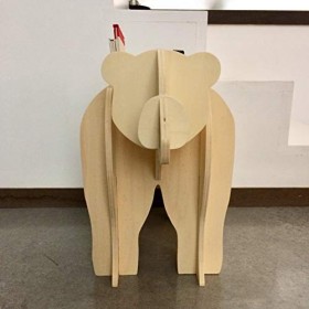 Léonard&Cie : Ours range-livres - porte-revues - à assembler - puzzle 3D - peint - gris - peinture acrylique