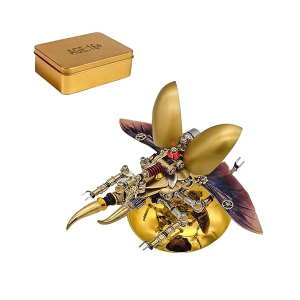 Spicyfy Puzzle 3D en métal insecte, 2 heures, scarabée herculéen, à monter soi-même, Mecrob 3D, modèle steampunk, kit de cons