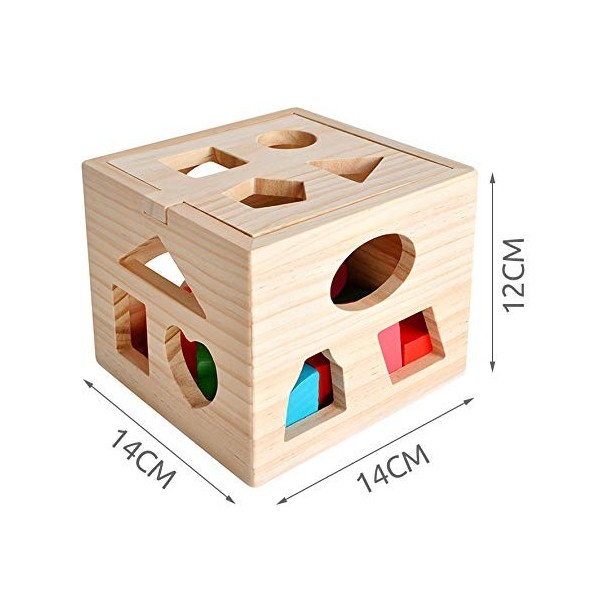 ISO TRADE - Cube éducatif en Bois avec Formes Jeux de Construction, Multicolore 9366 